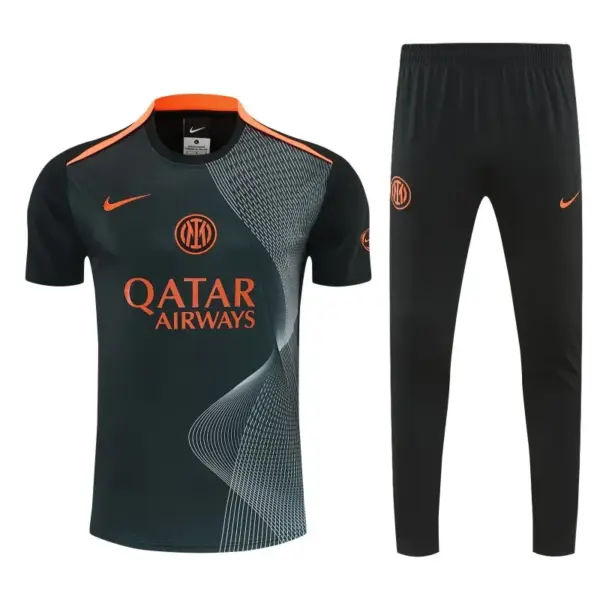 Inter Milan Dark Green with Fluid Wave Short Sleeve Tracksuit + Long Pants