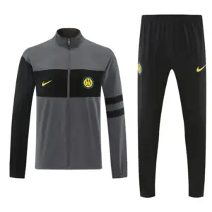 Inter Milan Grey & Black Full Zipper Jacket Tracksuit + Long Pants