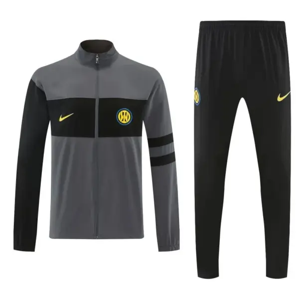Inter Milan Grey & Black Full Zipper Jacket Tracksuit + Long Pants