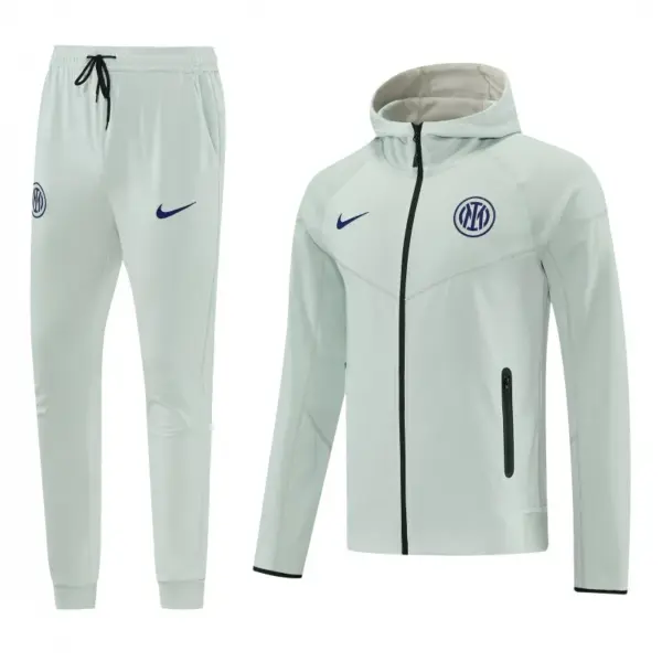 Inter Milan Light Mint Full Zipper Hooded Tracksuit + Long Pants