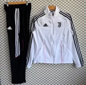 Juventus White with Black Full zipper Jacket Tracksuit+ long pants