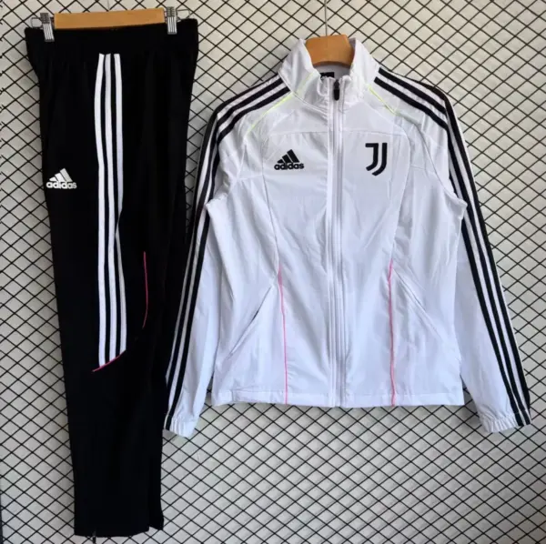 Juventus White with Black Full zipper Jacket Tracksuit+ long pants