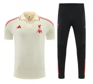 Liverpool White Polo Training Shirt + Long Pants Tracksuit