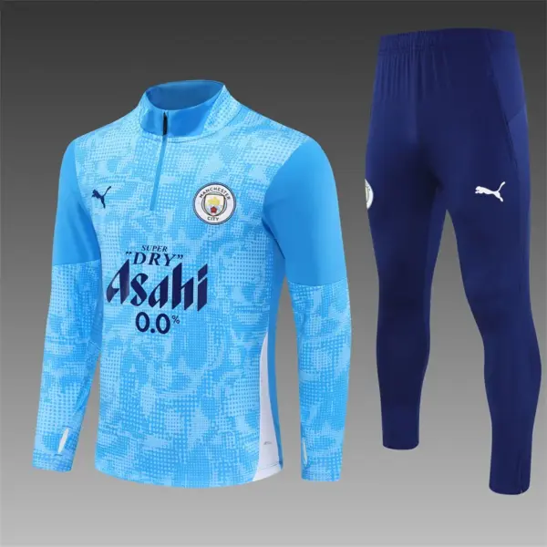Manchester City Light Blue Camouflage Half Zipper Jacket+Long Pants