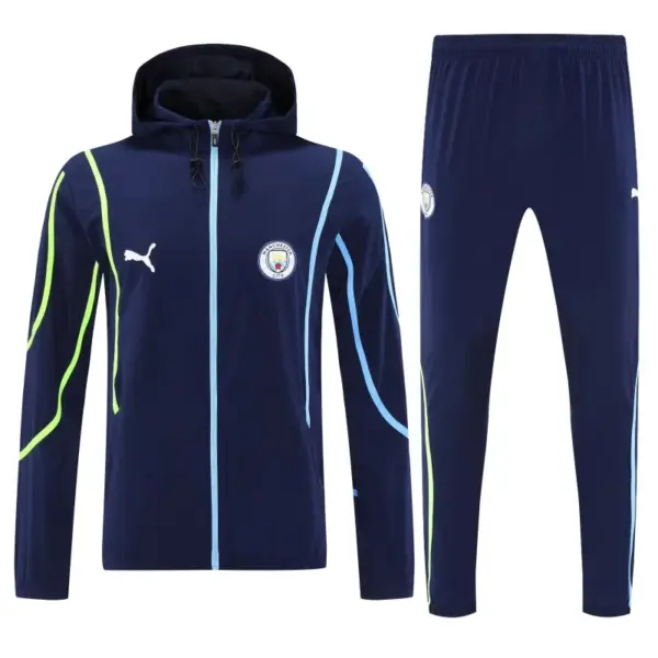 Manchester City Navy Blue Full zipper Jacket Tracksuit+ long pants