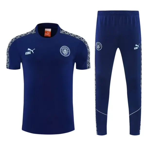 Manchester City Navy Blue Short Sleeve Tracksuit + Long Pants