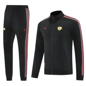 Manchester United Black Full Hoodie Zipper Jacket +Long Pants