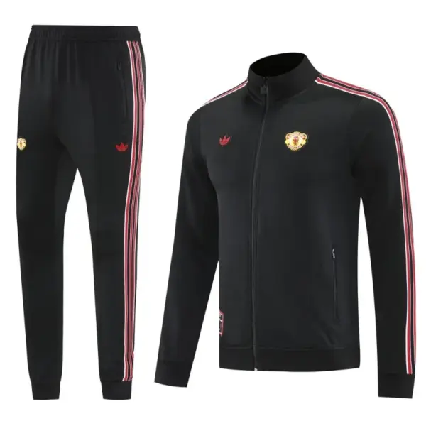 Manchester United Black Full Hoodie Zipper Jacket +Long Pants