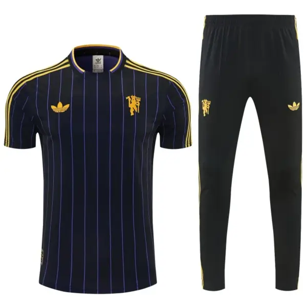 Manchester United Black Short Sleeve Tracksuit + Long Pants