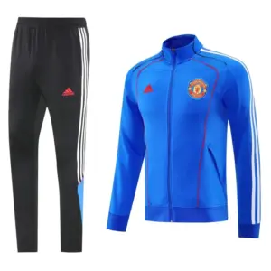 Manchester United Blue Full Zipper Jacket +Long Pants