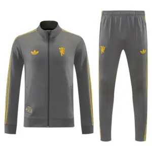 Manchester United Dark Gray Full Zipper Jacket+Long Pants