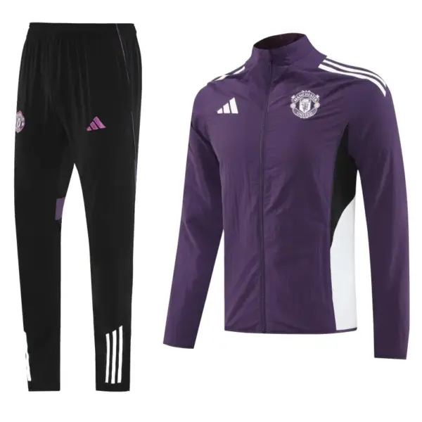 Manchester United Purple Half Zipper Jacket+Long Pants