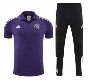 Manchester United Purple Polo Training Shirt + Long Pants Tracksuit