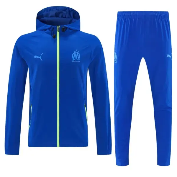 Marseille Blue Full Zipper Hooded Jacket Tracksuit + Long Pants