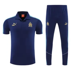 Marseille Navy Blue Polo Training Shirt + Long Pants Tracksuit