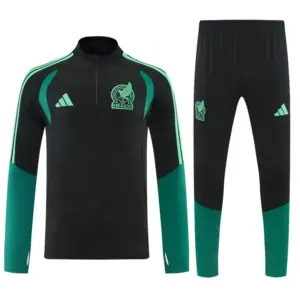 Mexico Black Half Zipper Jacket Tracksuit + Long Pants
