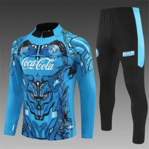 Napoli Light Blue Camouflage Half Zipper Jacket+Long Pants