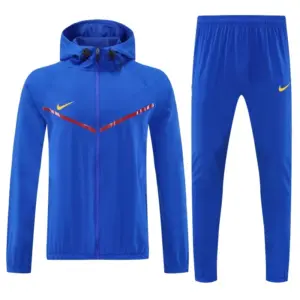 Nike Blue Full Zipper Hooded Jacket Tracksuit + Long Pants