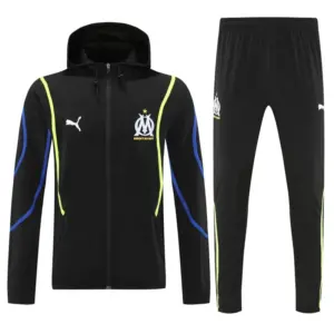 Olympique Marseille Black Full zipper Jacket Tracksuit+ long pants