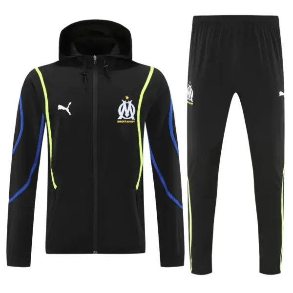Olympique Marseille Black Full zipper Jacket Tracksuit+ long pants