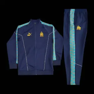 Olympique Marseille Navy Blue with Sky Blue Stripes Full Zipper Jacket Tracksuit