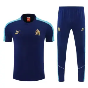 Olympique de Marseille Navy Blue Short Sleeve Tracksuit + Long Pants
