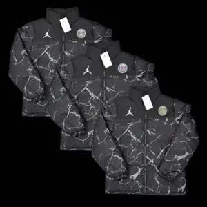 PSG Black with White Marble Pattern Jordan Jacket