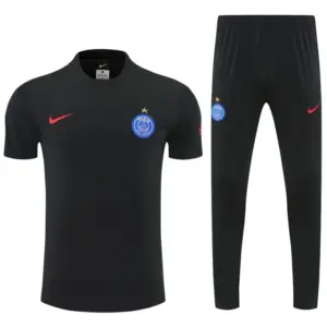 Paris Saint-Germain Black Short Sleeve Tracksuit + Long Pants