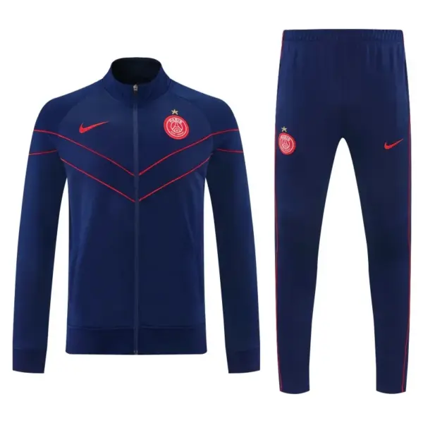 Paris Saint-Germain Navy Blue with Red Chevron Stripe Full Zipper Jacket Tracksu