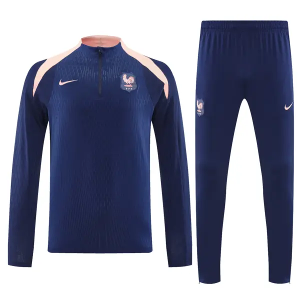 Player Version 2026 France NavyPink Half Zipper Jacket Tracksuit +Long Pants