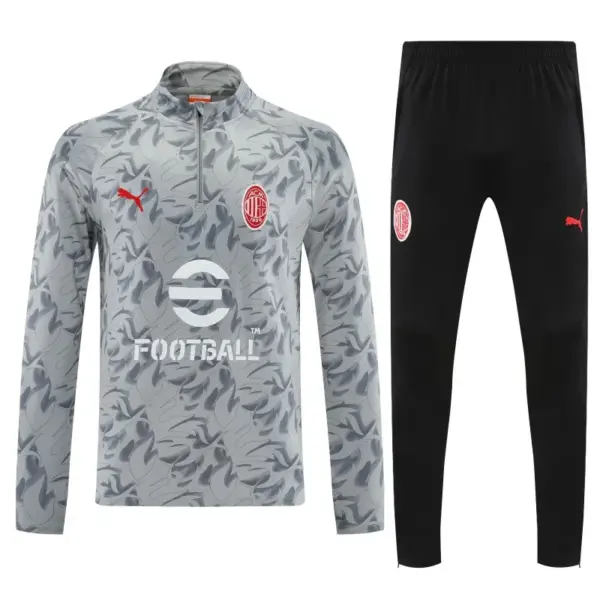 Player Version AC Milan Grey with Camouflage Pattern Half Zipper Jacket Tracksui