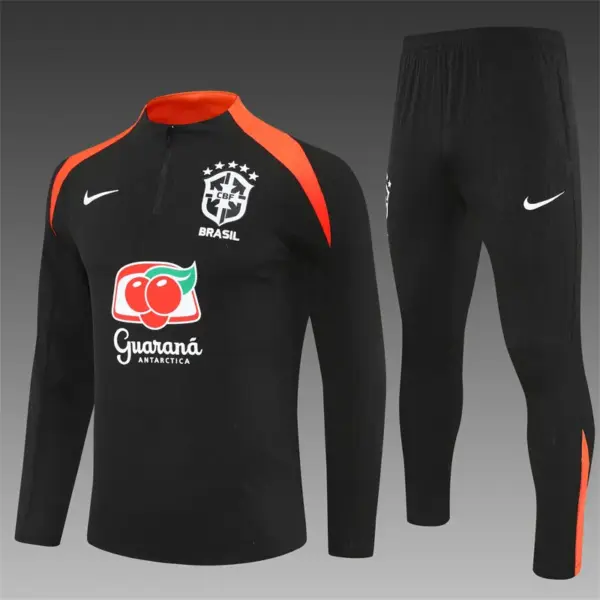 Player Version Brazil Black Half Zipper Jacket+Long Pants