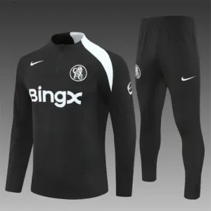 Player Version Chelsea Black T90 Half Zipper Jacket+Long Pants