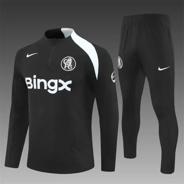 Player Version Chelsea Black T90 Half Zipper Jacket+Long Pants