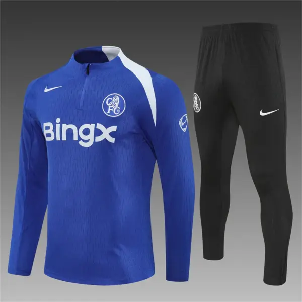 Player Version Chelsea Color Blue T90 Half Zipper Jacket+Long Pants