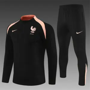 Player Version France Black Half Zipper Jacket+Long Pants