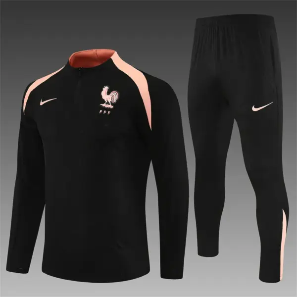 Player Version France Black Half Zipper Jacket+Long Pants