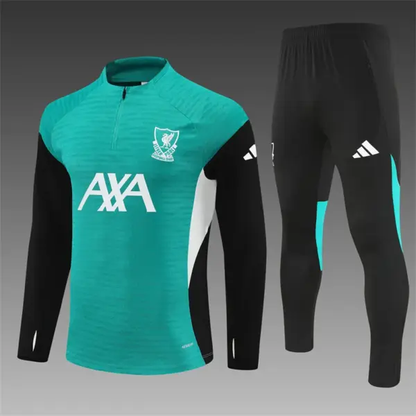 Player Version Liverpool Green AD on Both Sleeves Half Zipper Jacket+Long Pants