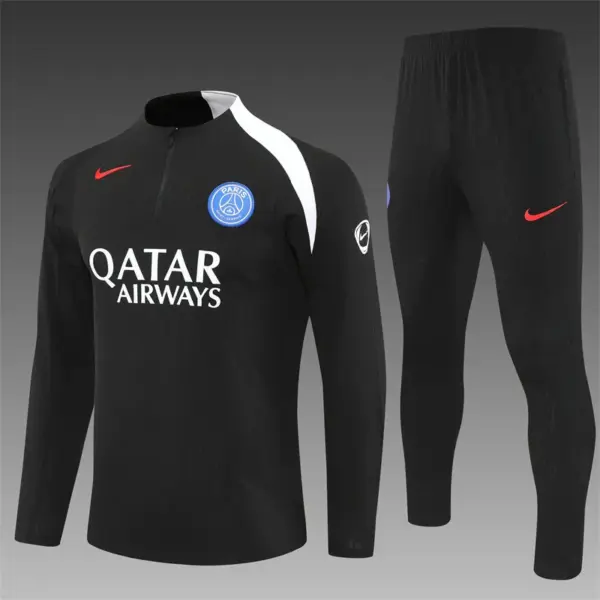 Player Version PSG Black T90 Half Zipper Jacket+Long Pants