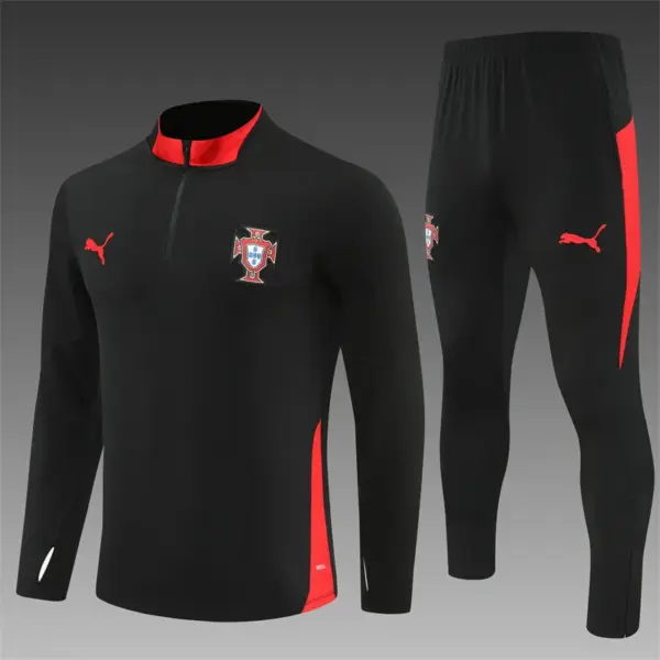 Portugal Black Half Zipper Jacket+Long Pants