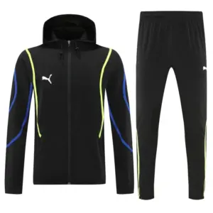 Puma Black Full Zipper Hooded Jacket Tracksuit + Long Pants