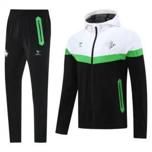 Real Betis White Black Green Full zipper Jacket Tracksuit+ long pants