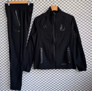 Real Madrid Black Full zipper Jacket Tracksuit+ long pants