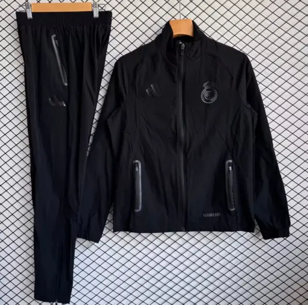 Real Madrid Black Full zipper Jacket Tracksuit+ long pants