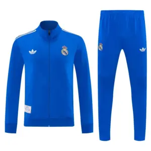 Real Madrid Blue Full Zipper Jacket Tracksuit + Long Pants