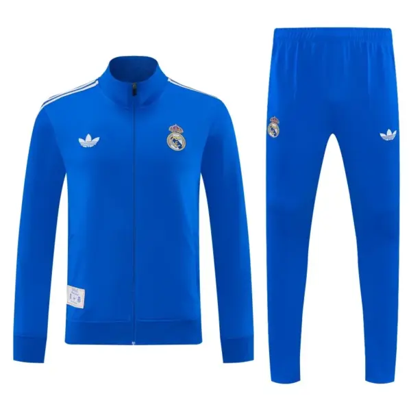 Real Madrid Blue Full Zipper Jacket Tracksuit + Long Pants