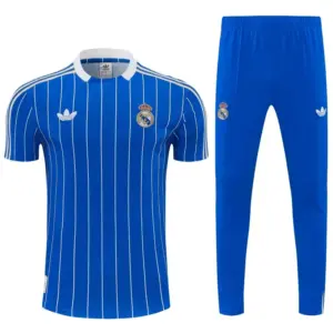 Real Madrid Blue Short Sleeve Tracksuit + Long Pants
