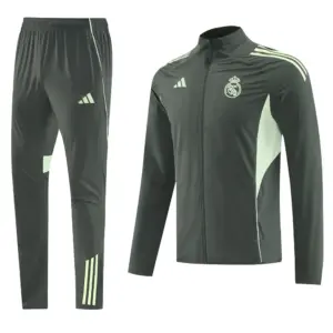 Real Madrid Dark Green Half Zipper Jacket+Long Pants