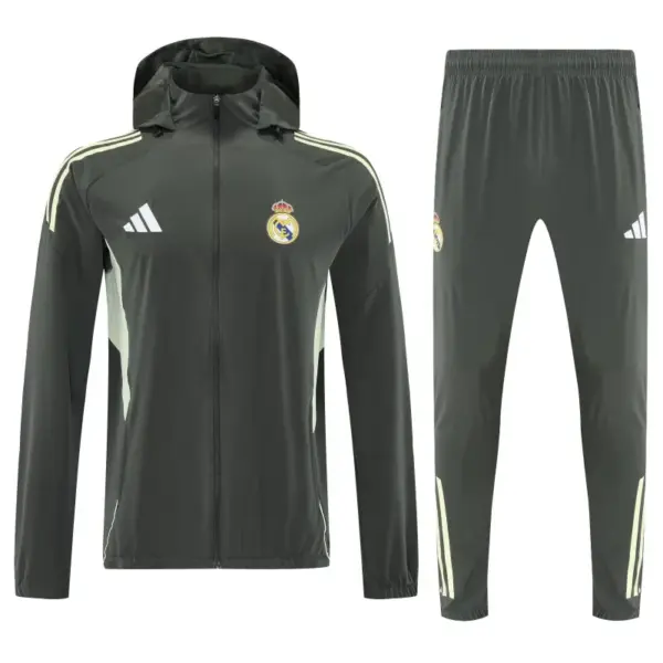 Real Madrid Dark Grey Green Full zipper Jacket Tracksuit+ long pants