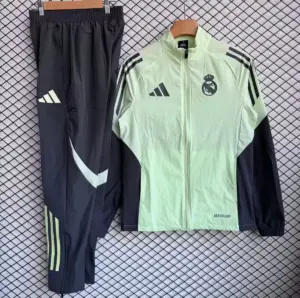 Real Madrid Green with Grey Full zipper Jacket Tracksuit+ long pants